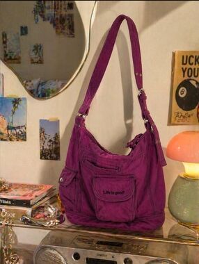 Life is Good | Y2K Bag | Adjustable Strap | Deep Orchid Purple | 100% Cotton